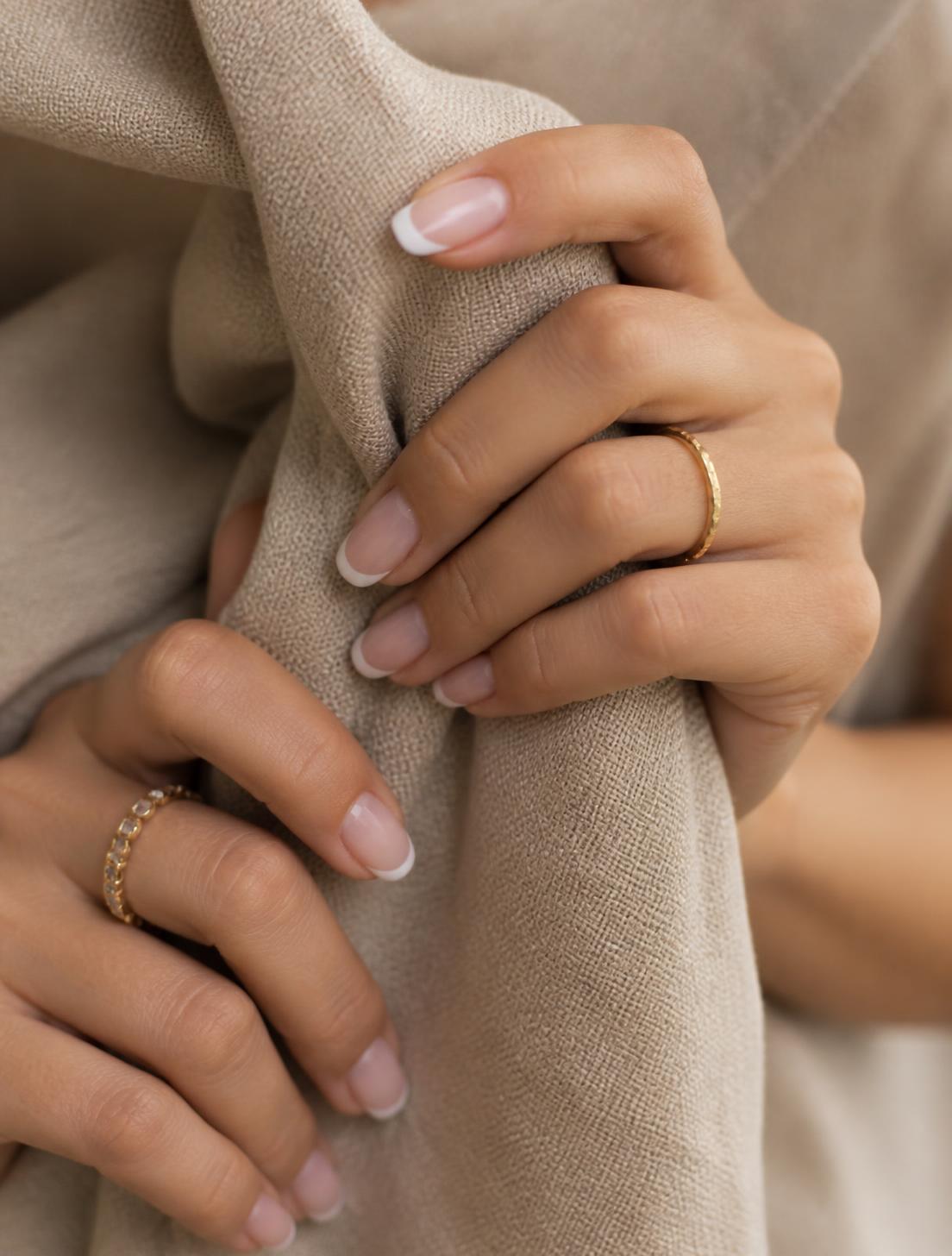 Milk French — Soft gel · hand-painted tip