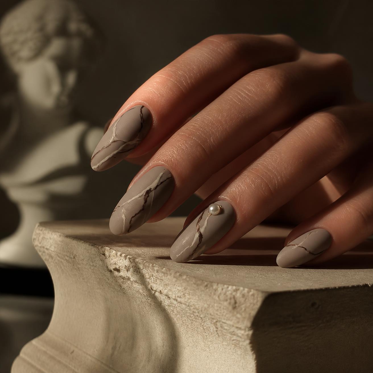 Stone Veining — Matte art · pearl inlay